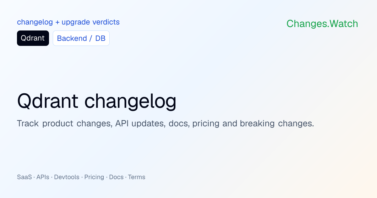 Qdrant Changelog, Release Notes, and Developer Reactions · Changes.Watch