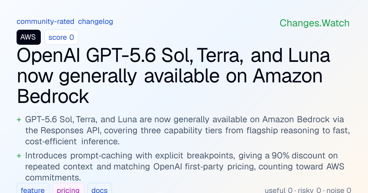 AWS: OpenAI GPT-5.6 Sol, Terra, and Luna now generally available on ...