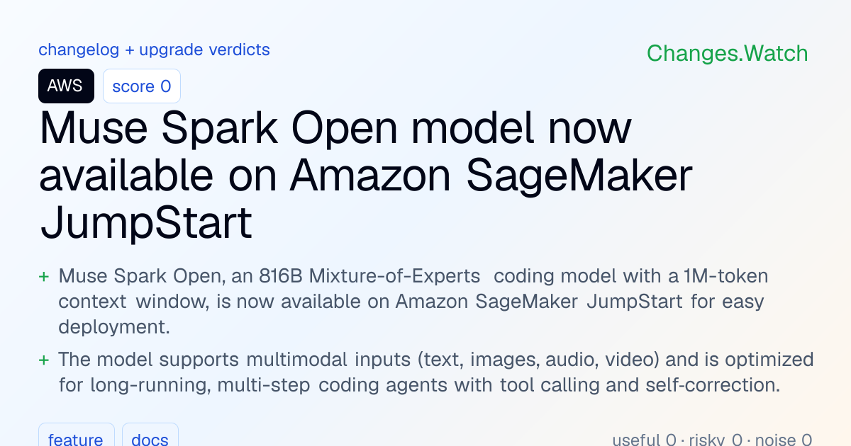 AWS: Muse Spark Open model now available on Amazon SageMaker JumpStart ...