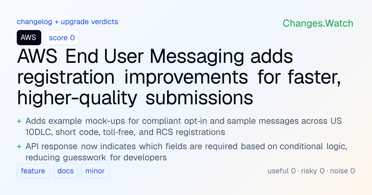 AWS: AWS End User Messaging adds registration improvements for faster ...