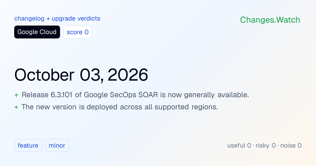 Google Cloud: October 03, 2026 · Changes.Watch